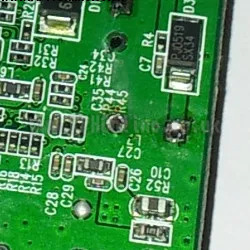 PCB bottom with capacitor removed